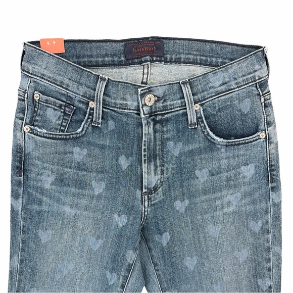 James Jeans Buddy Vintage Love Heart Denim Distressed Straight Jeans Size 26 NWT - Picture 6 of 15